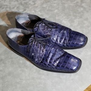Stacy Adams Blue Crocodile Oxfords